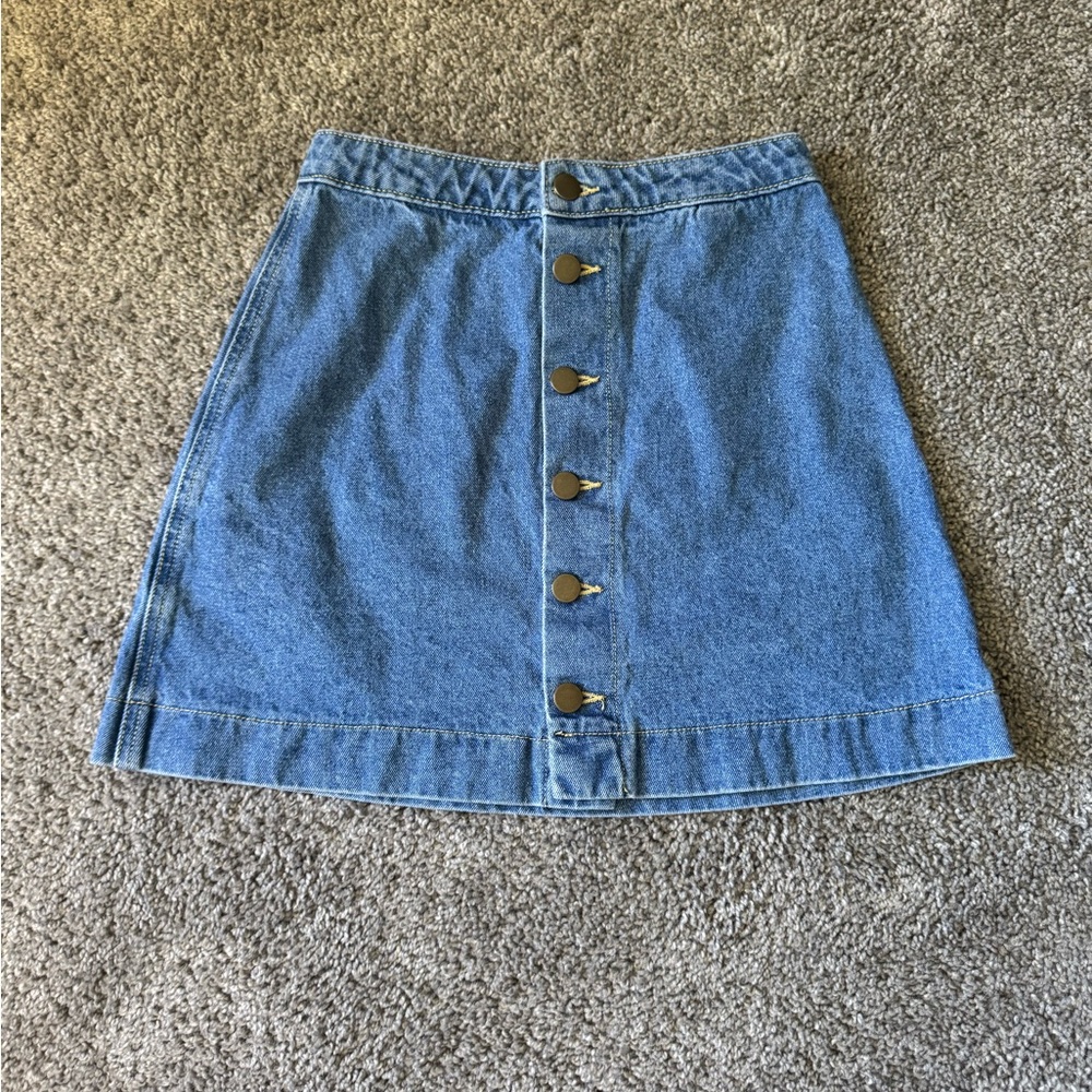 American Apparel Jean Button Up Skirt, Size XS